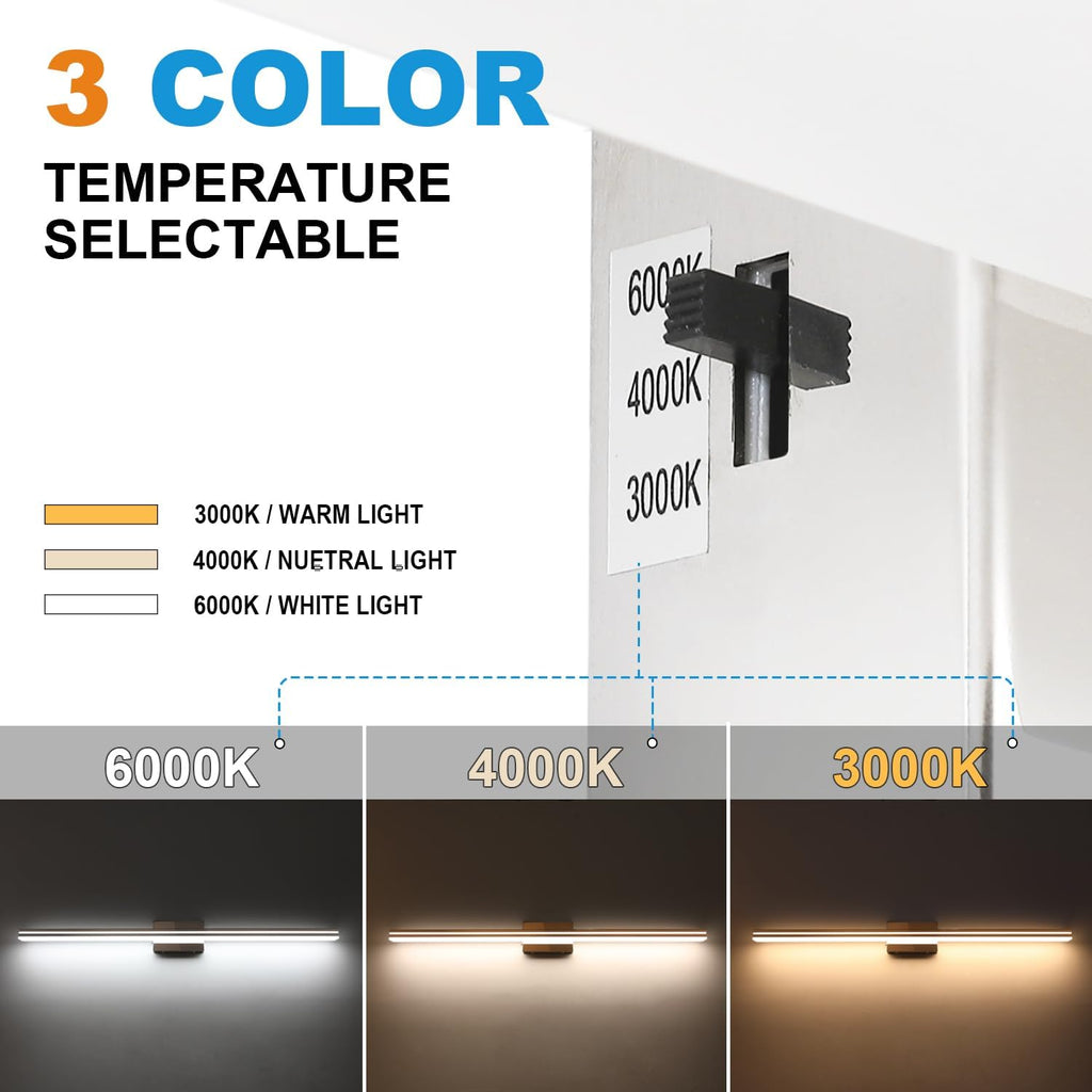 SineRise LED Modern Bathroom Vanity Light Bar (40-Inch, 3000K/4000K/6000K), Chrome Dimmable Modern Acrylic Bathroom Wall Lighting Fixtures Over Mirror