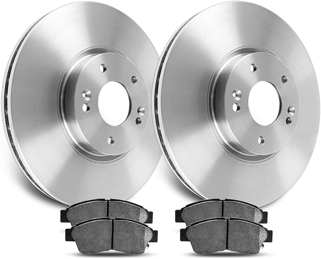 Brake Kit 6X Semi-Metallic Brake Pads Replacement Front Brakes Rotors 10.17inch (258mm) fits Ford Fiesta 1.6L 2011 2012 2013 2014 2015 2016 2017 2018 2019