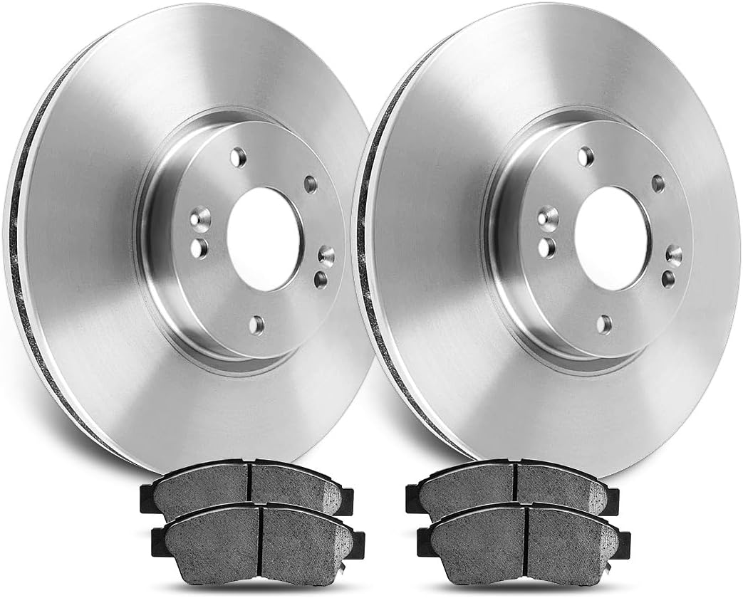 Brake Kit 6X Semi-Metallic Brake Pads Replacement Front Brakes Rotors 10.17inch (258mm) fits Ford Fiesta 1.6L 2011 2012 2013 2014 2015 2016 2017 2018 2019