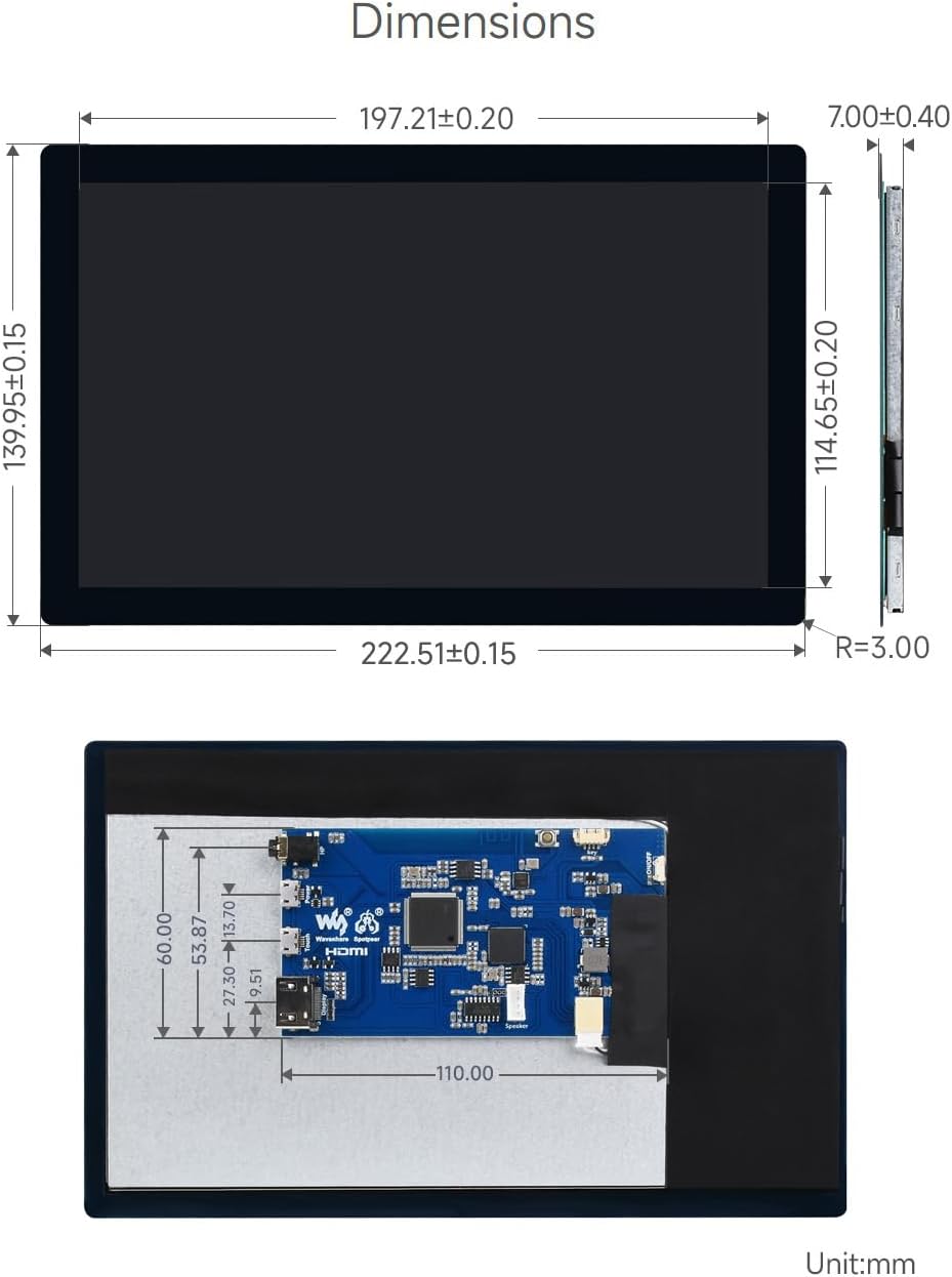 waveshare 9inch QLED Quantum Dot Display, 1280×720, Compatible with Raspberry Pi 5/4B/3B/Zero/Zero W/Zero 2W/Pico/Pico W/Pico WH, Supports Windows 11/10/8.1/8/7