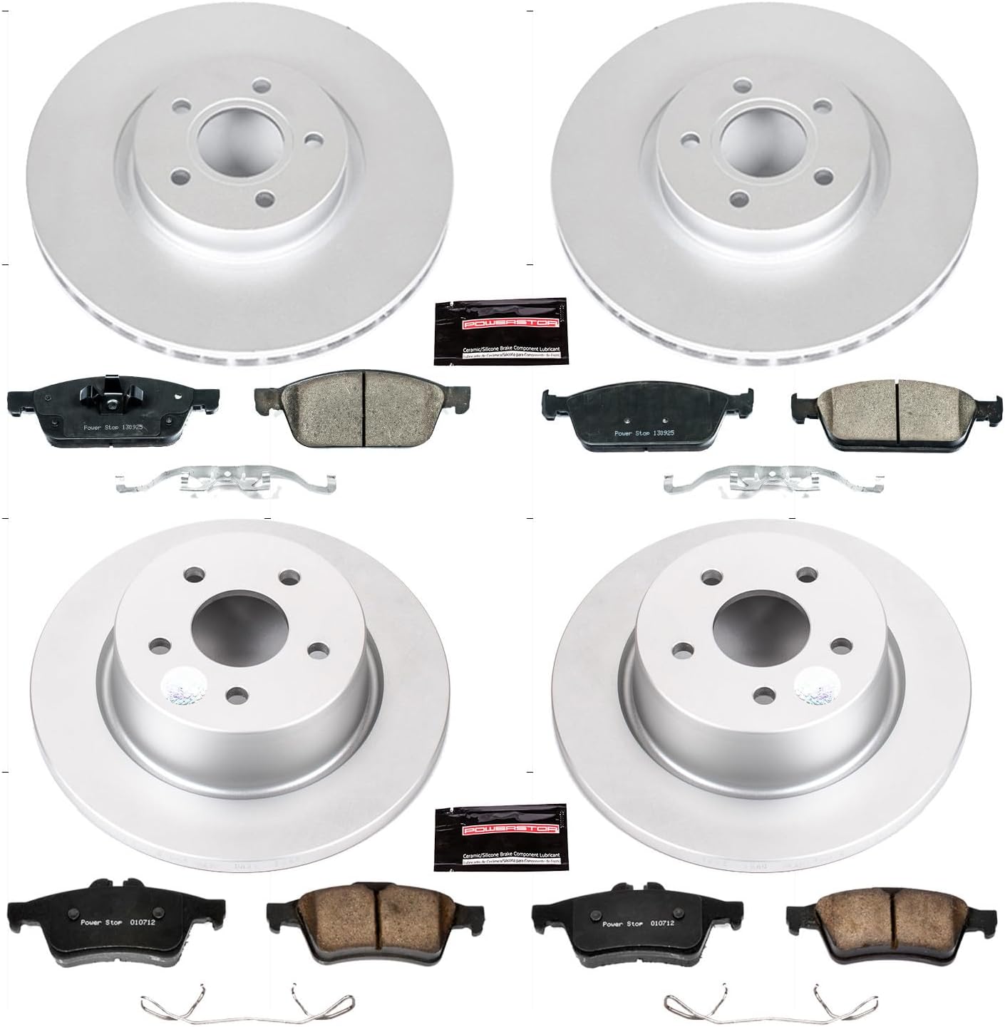 PowerStop Front and Rear Brake Kit for Ford Escape 2013-16 | Ford Transit Connect 2014-18 - Fully-Coated Disc Rotors with Z23 Carbon-Fiber Ceramic Brake Pads Upgrade, CRK6478