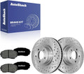 AutoShack Front Brake Rotors & Premium Pads for Ford, Edge 2007-2014, AWD FWD L4 2.0L V6 3.5L 3.7L - Silver Zinc Coated Drilled & Slotted - SilverShield Pro - 12.6' (320 mm), 5-Lug