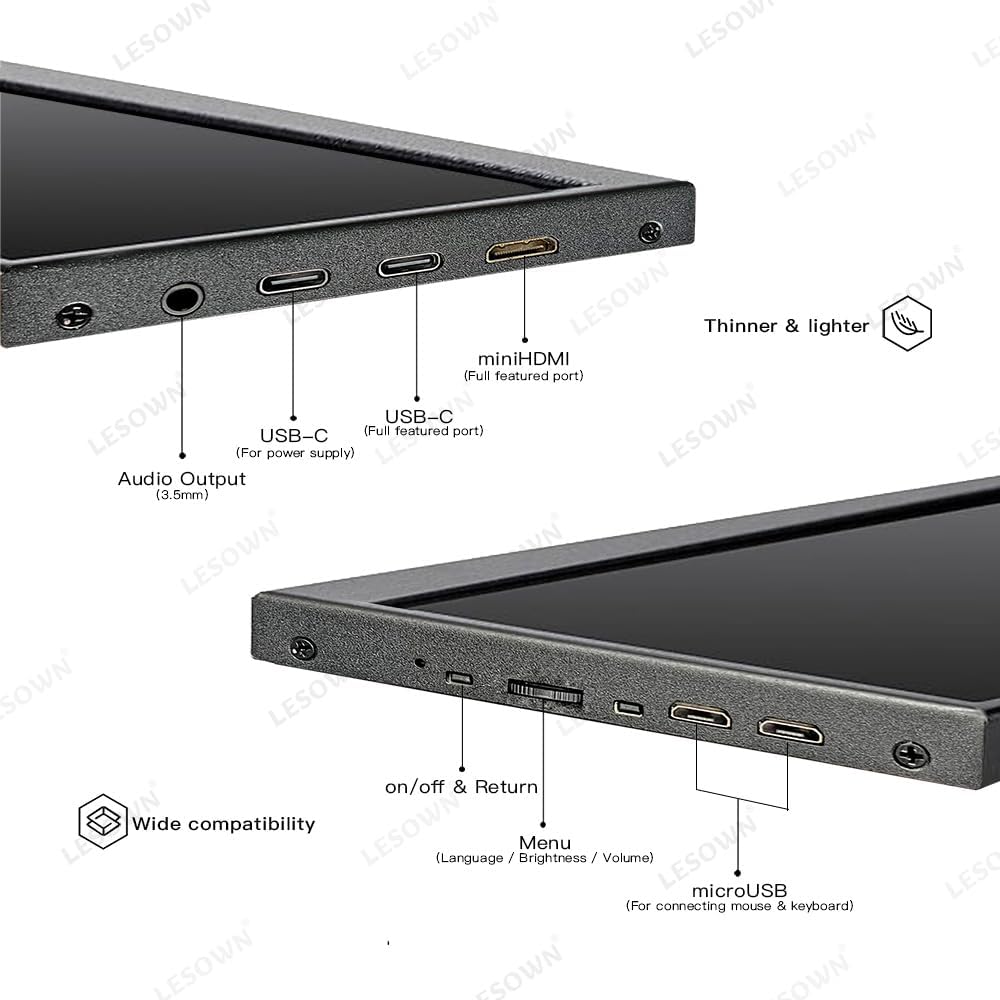 14.1 inch Temp Display Stretched Bar LCD Touch Strip Display USB C & HDMI 1920x550 IPS Sub Extender mini Wide Monitor for GPU CPU Data Monitoring PC Case