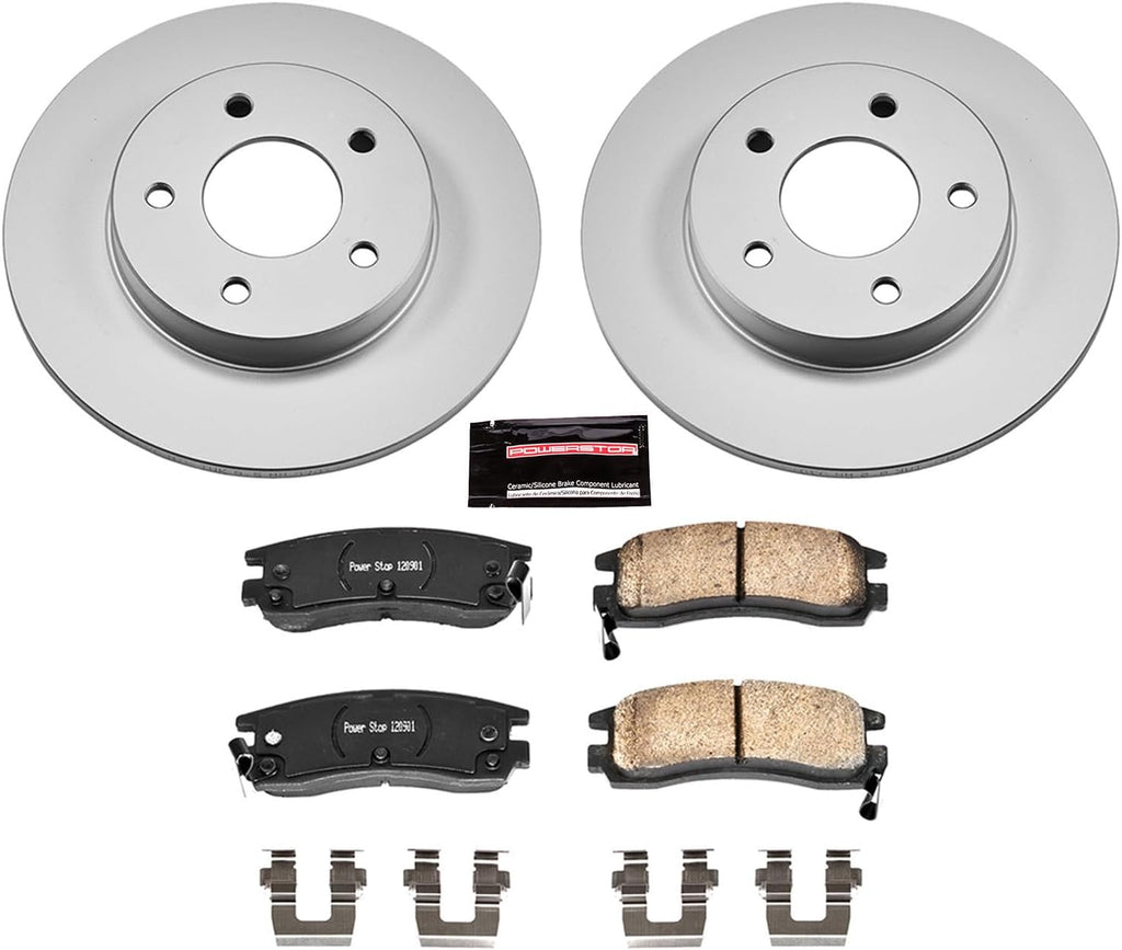 PowerStop Rear Brake Kit for Buick LeSabre 2000-05 |Park Avenue 1997-05 |Riviera 1992-93 |Riviera 1995-99 - Fully-Coated Disc Rotors with Z17 Ceramic Brake Pads Replacement, CRK1526