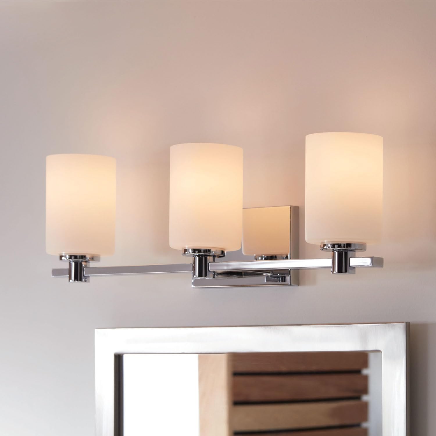 Hinkley Karlie Transitional Three Light Bathroom Vanity Fixture, Chrome