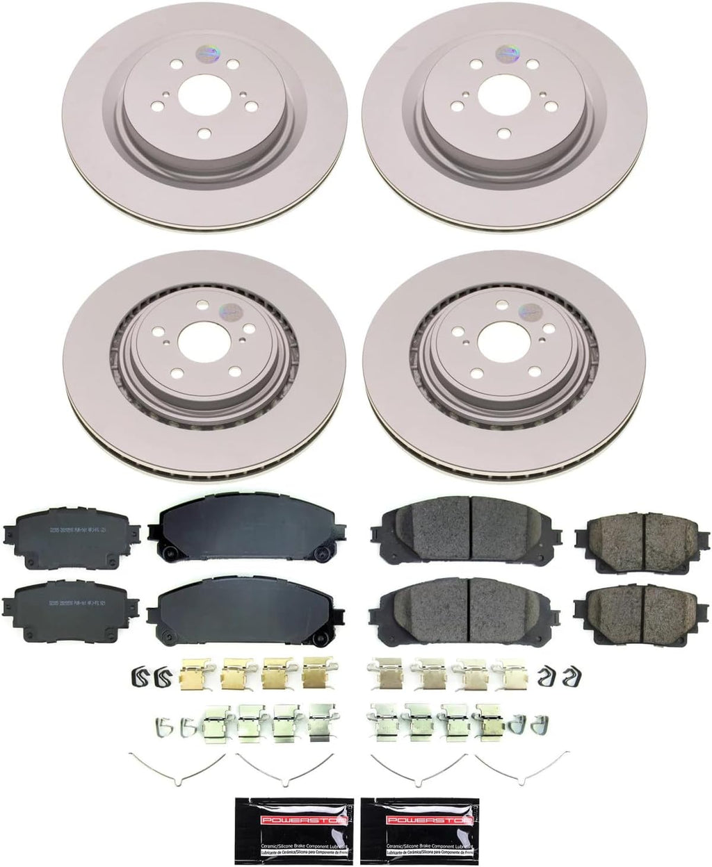 PowerStop Front and Rear Brake Kit for Lexus RX350 2023-24 | Toyota Highlander 2020-24 - Fully-Coated Disc Rotors with Z17 Ceramic Brake Pads Replacement, CRK8817