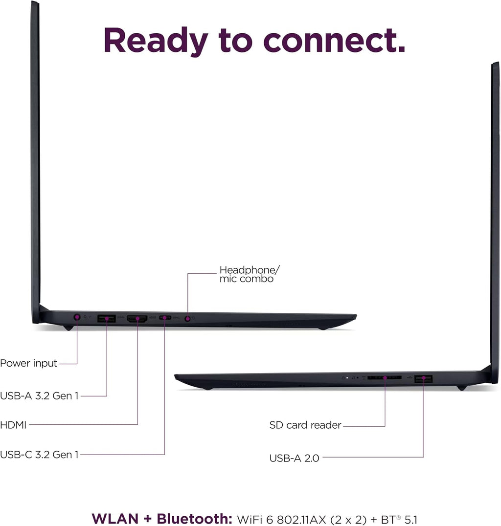 Lenovo IdeaPad 1i Laptop, 15.6' FHD Touchscreen, Intel Core i5-1335U (>i7-1165), 16GB RAM, 1TB SSD, MS Office Lifetime • Copilot AI, 8-in-1 HUB & Mouse, Wi-Fi 6, HDMI, Windows 11, Blue