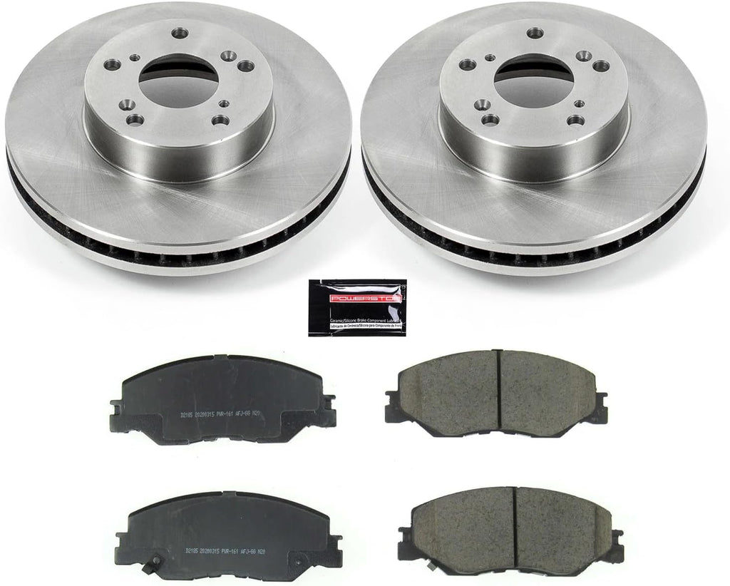 PowerStop Front Brake Kit for Honda Civic 2022-24 | Honda Insight 2019-22 - Z17 Ceramic Brake Pads & Disc Rotors Replacement, KOE8318