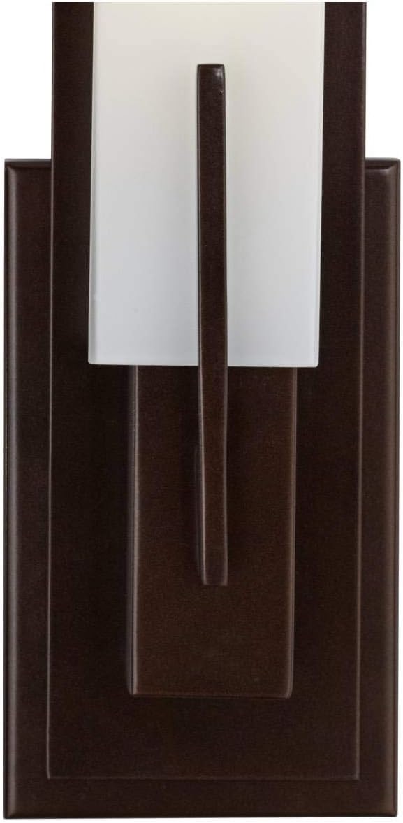 Possini Euro Design Midtown Modern Wall Light Sconce Bronze Hardwired 4 1/2' Fixture Opal White Glass Rectangular Shade for Bedroom Bedside Bathroom Vanity Living Room Hallway Dining House Kitchen