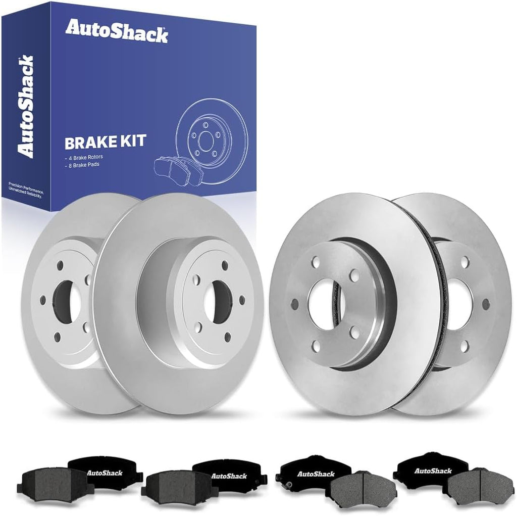 AutoShack Front & Rear Brake Rotors & Premium Pads for Jeep, Wrangler 2007-2017 Wrangler JK 2018, 4WD RWD V6 3.6L 3.8L