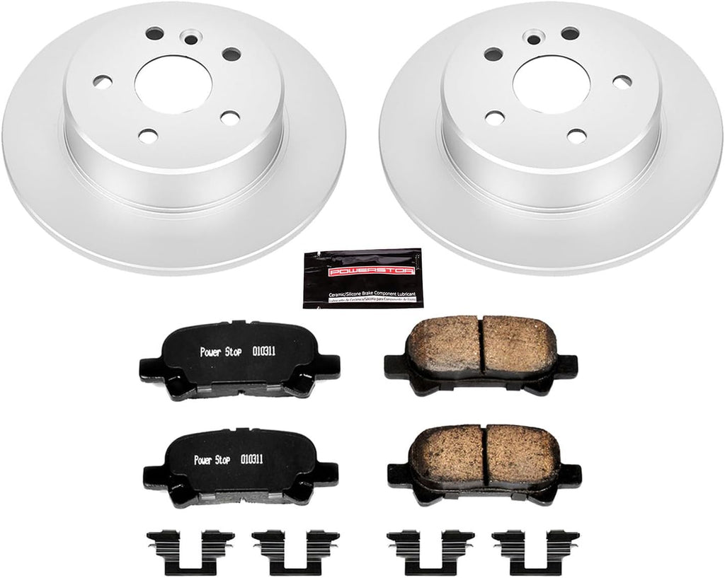 PowerStop Rear Brake Kit for Toyota Avalon 2000-04 - Fully-Coated Disc Rotors with Z17 Ceramic Brake Pads Replacement, CRK2322