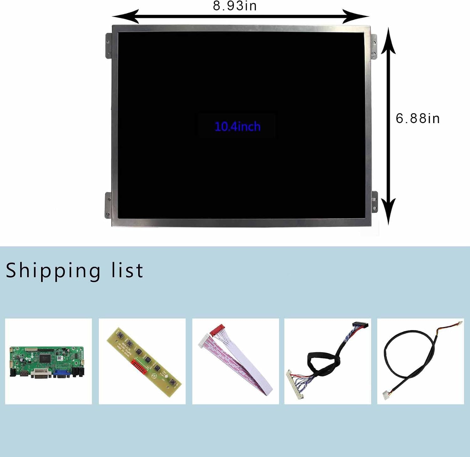 VSDISPLAY 10.4' 10.4 Inch 1024X768 LCD Screen VS104T-004A with DVI VGA Audio LCD Controller Board 68676
