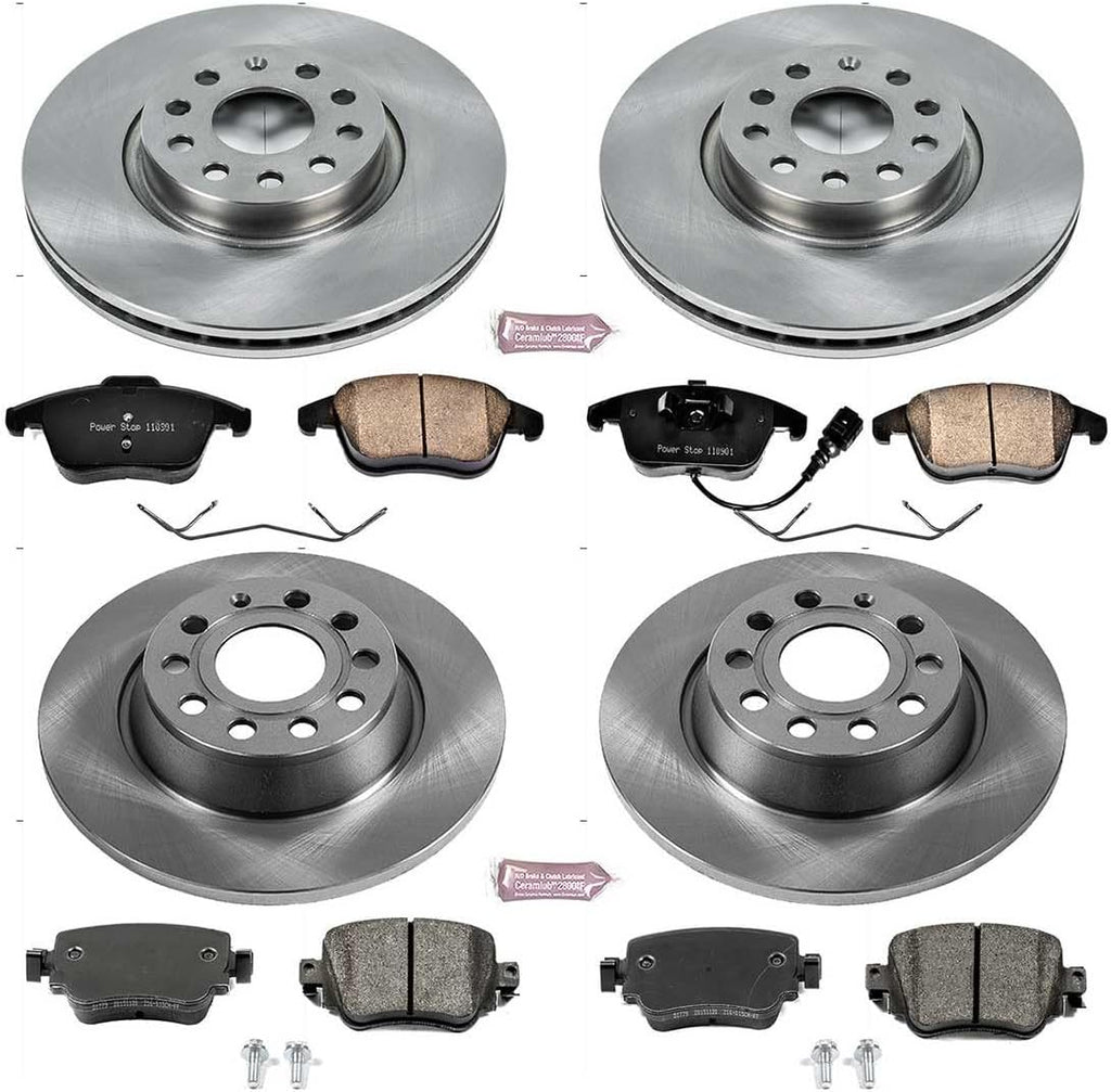 PowerStop Front and Rear Brake Kit for Audi Q3 2016-18 | Audi Q3 Quattro 2016-18 - Z17 Ceramic Brake Pads & Disc Rotors Replacement, KOE7537