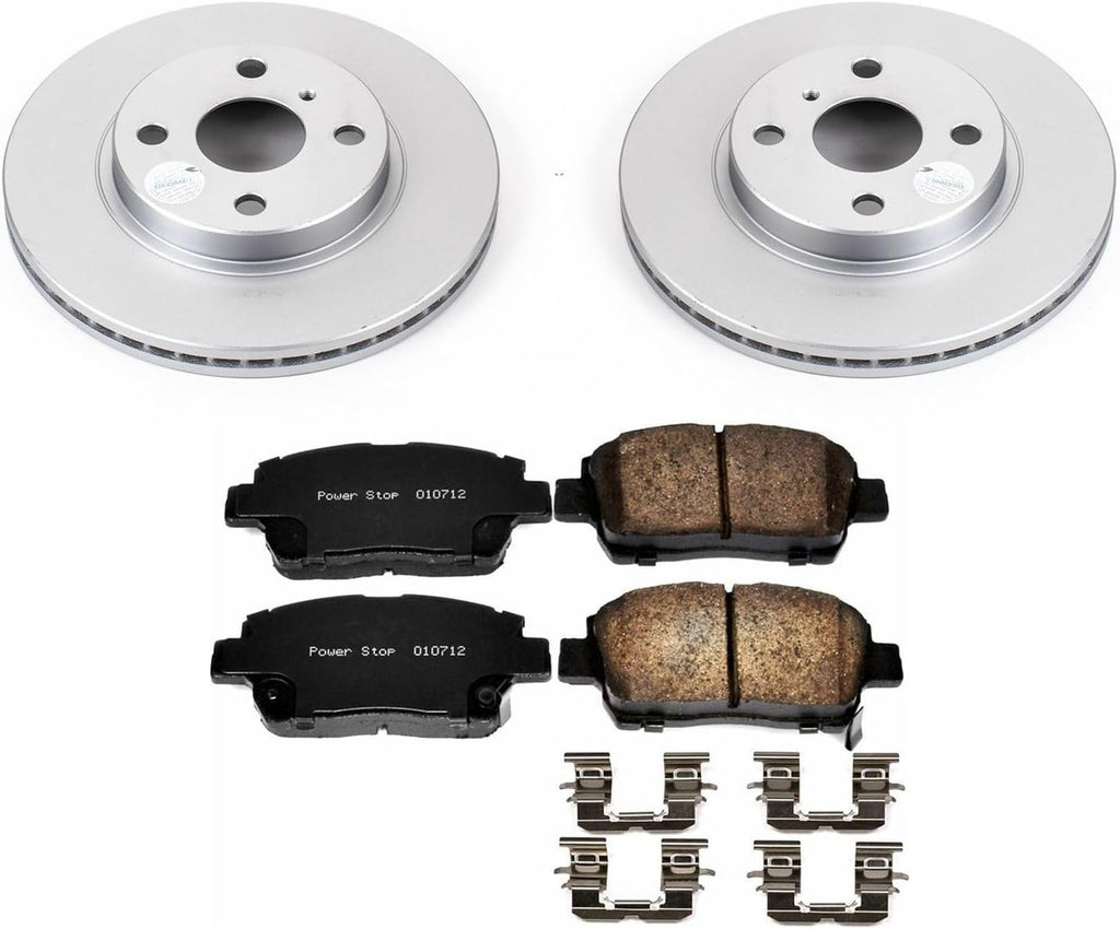 PowerStop Front Brake Kit for Scion xA 2004-06 | Scion xB 2004-06 - Fully-Coated Disc Rotors with Z17 Ceramic Brake Pads Replacement, CRK109