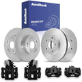 AutoShack Front & Rear Brake Rotors & Black Calipers for Honda, Civic 2006-2011, FWD L4 1.8L