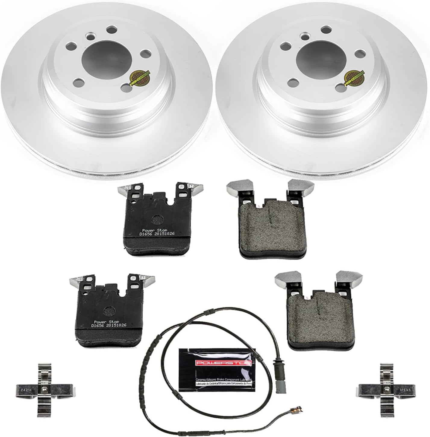 PowerStop Rear Brake Kit for Buick LaCrosse 2017-18 |Regal Sportback 2018 |Regal TourX 2018-20 |Chevrolet Malibu 2016-19 - Fully-Coated Disc Rotors with Z17 Ceramic Brake Pads Replacement, CRK7717