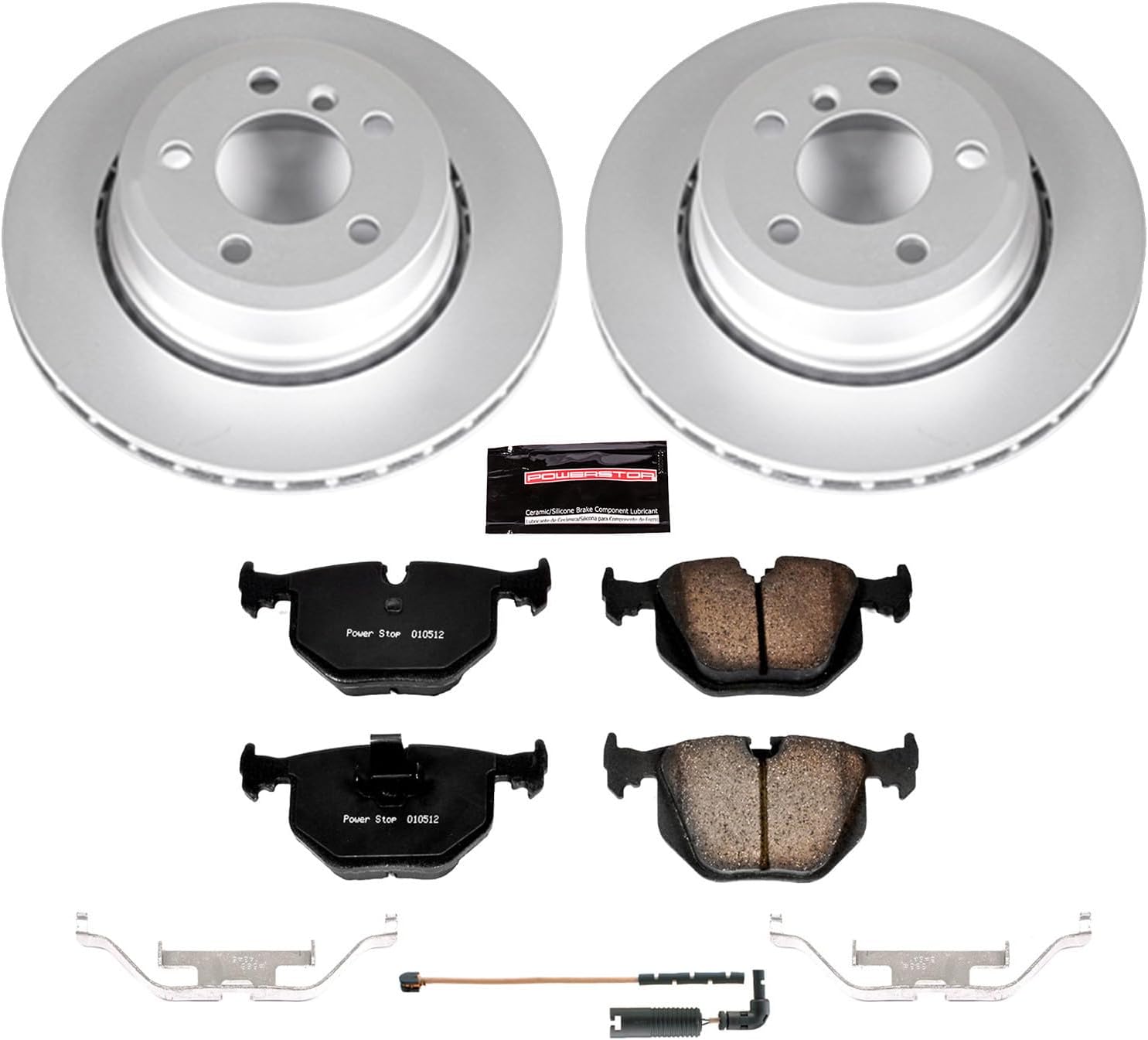 PowerStop Rear Brake Kit for BMW X3 2004-10 - Fully-Coated Disc Rotors with Z23 Carbon-Fiber Ceramic Brake Pads Upgrade, CRK5738