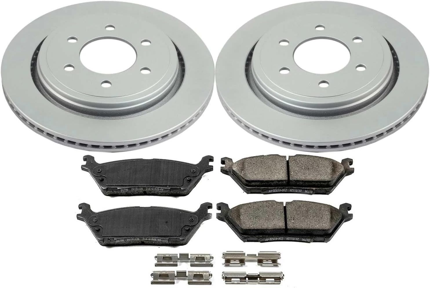 PowerStop Rear Brake Kit for Ford F-150 2015-17 - Fully-Coated Disc Rotors with Z17 Ceramic Brake Pads Replacement, CRK6814