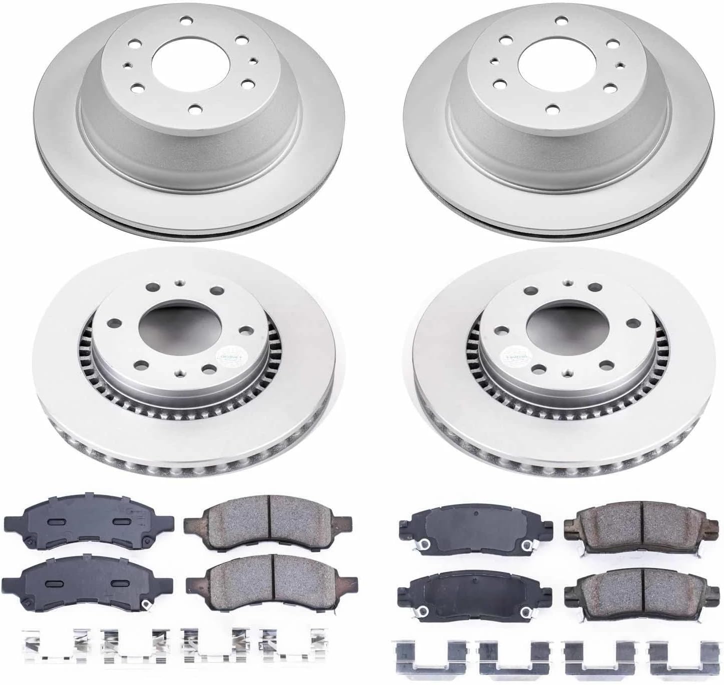 PowerStop Front and Rear Brake Kit for Buick Rainier 2006-07 |Chevrolet Trailblazer 2006-09 |GMC Envoy 2006-09 - Fully-Coated Disc Rotors with Z17 Ceramic Brake Pads Replacement, CRK2085