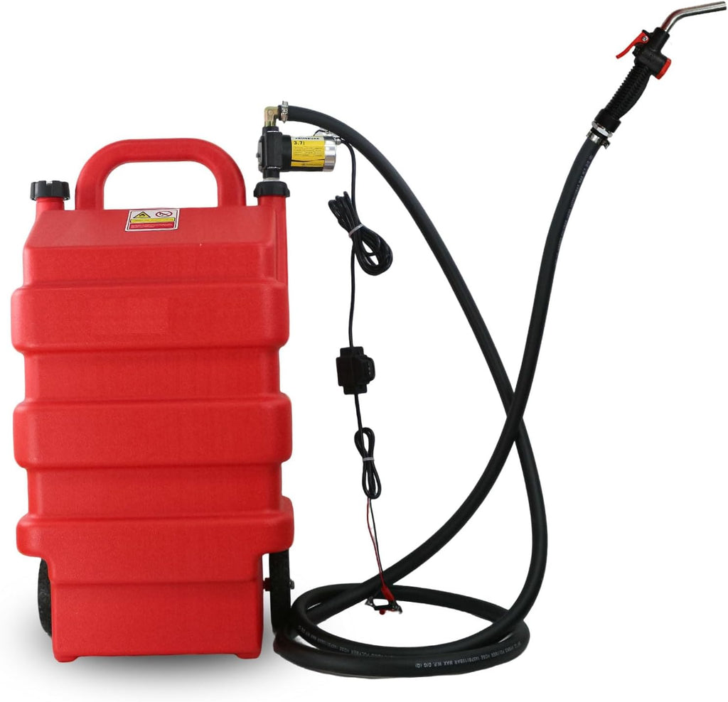 16 Gallon Fuel Caddy Diesel Transfer Tank with 12V DC Automatic Gasoline Fuel Transfer Pump with Forward and Reverse Pumping for Gasoline, Diesel, Kerosene & More