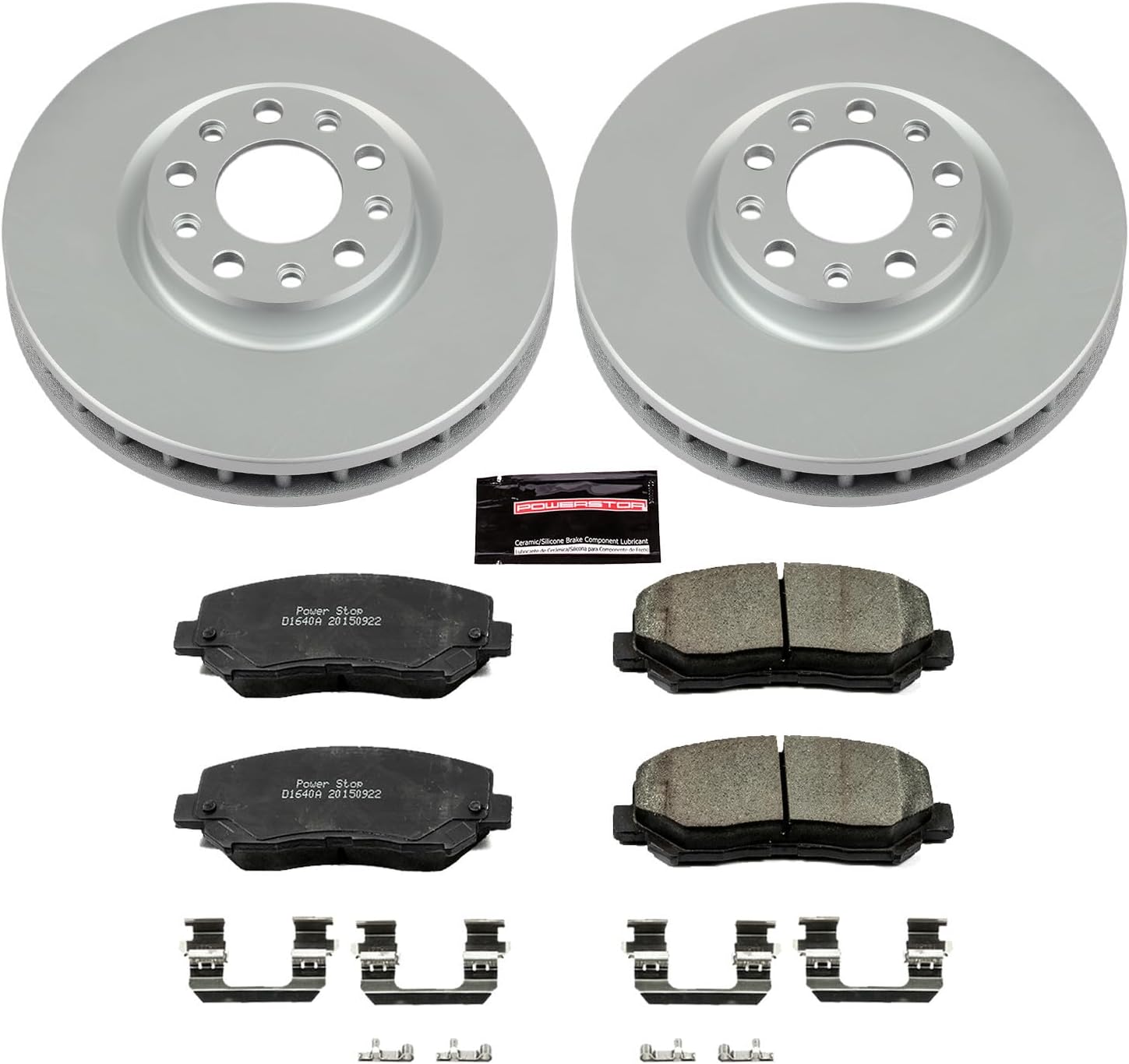PowerStop Front Brake Kit for Chrysler 200 2015-17 | Dodge Dart 2013-16 - Fully-Coated Disc Rotors with Z17 Ceramic Brake Pads Replacement, CRK6372