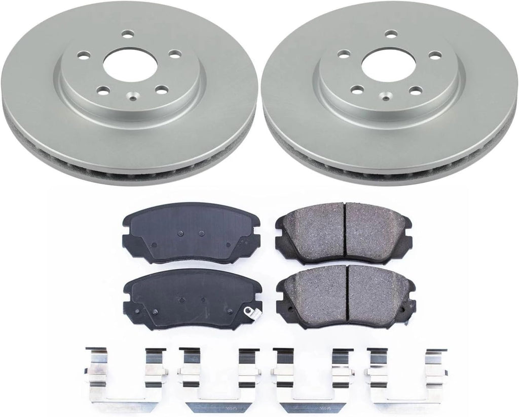 PowerStop Front Brake Kit for Buick Allure 2010 |LaCrosse 2010-16 |Regal 2011-17 |Chevrolet Equinox 2010-17 |Impala 2014-20 - Fully-Coated Disc Rotors with Z17 Ceramic Brake Pads Replacement, CRK5334