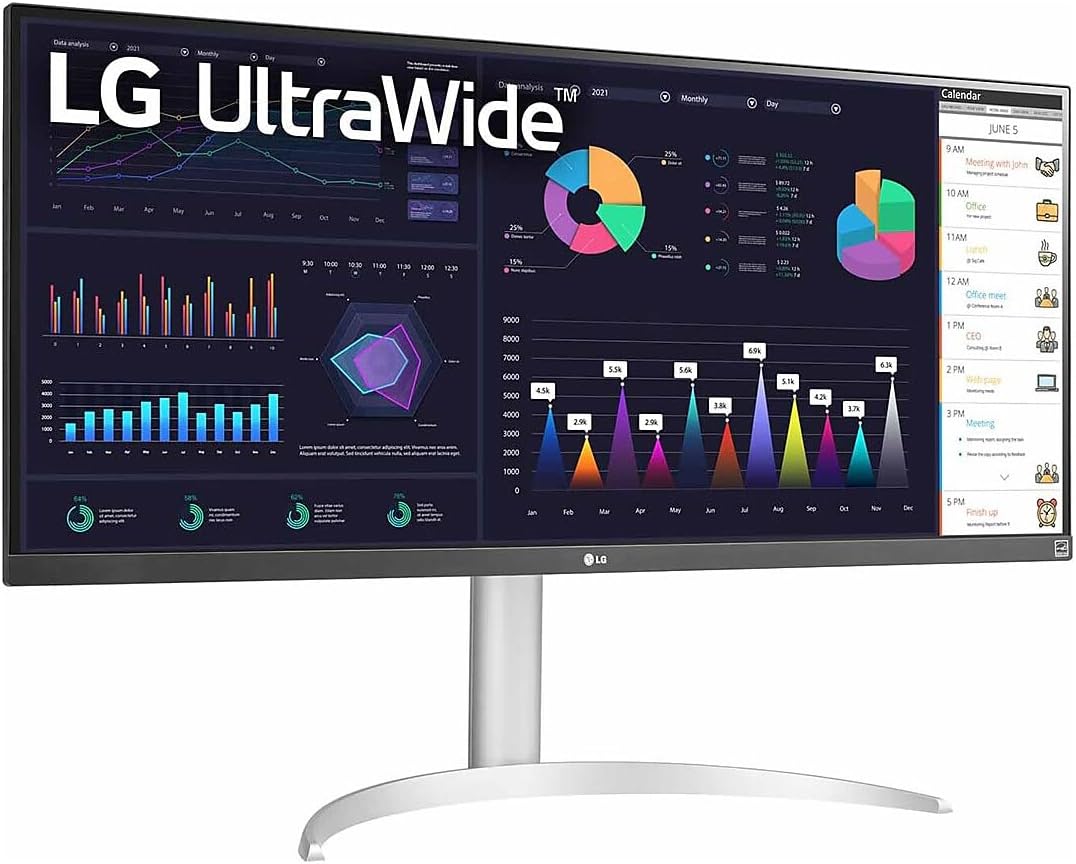 LG 34IN Monitor, Curved, 2560X1080, 21:9 IPS, HDMI 1.4, DP 1.4, USB-Type-C