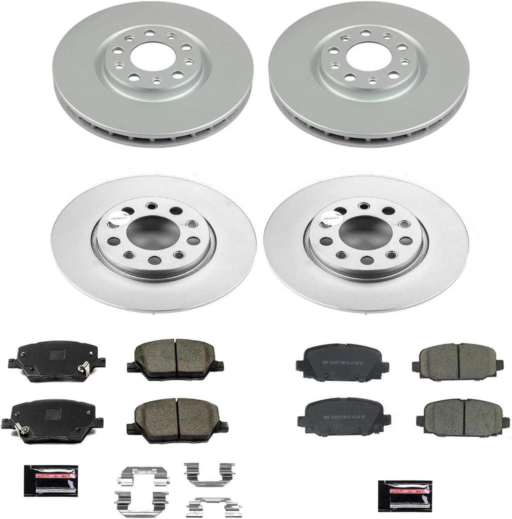 PowerStop Front and Rear Brake Kit for Jeep Compass 2017-22 - Fully-Coated Disc Rotors with Z17 Ceramic Brake Pads Replacement, CRK7598
