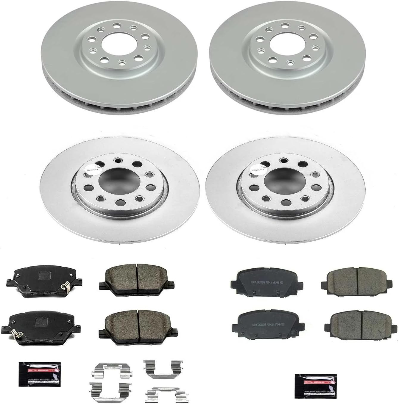 PowerStop Front and Rear Brake Kit for Jeep Compass 2017-22 - Fully-Coated Disc Rotors with Z17 Ceramic Brake Pads Replacement, CRK7598