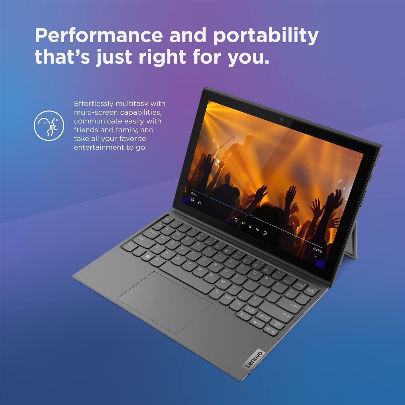 LENOVO Ideapad Duet 3i 10.3' FHD Touchscreen Laptop, Intel Celeron N4020, 4GB RAM, 64GB eMMC Storage, 5MP Webcam, Graphite Gray, Windows 11, 128GB Snowbell USB Card (Renewed)
