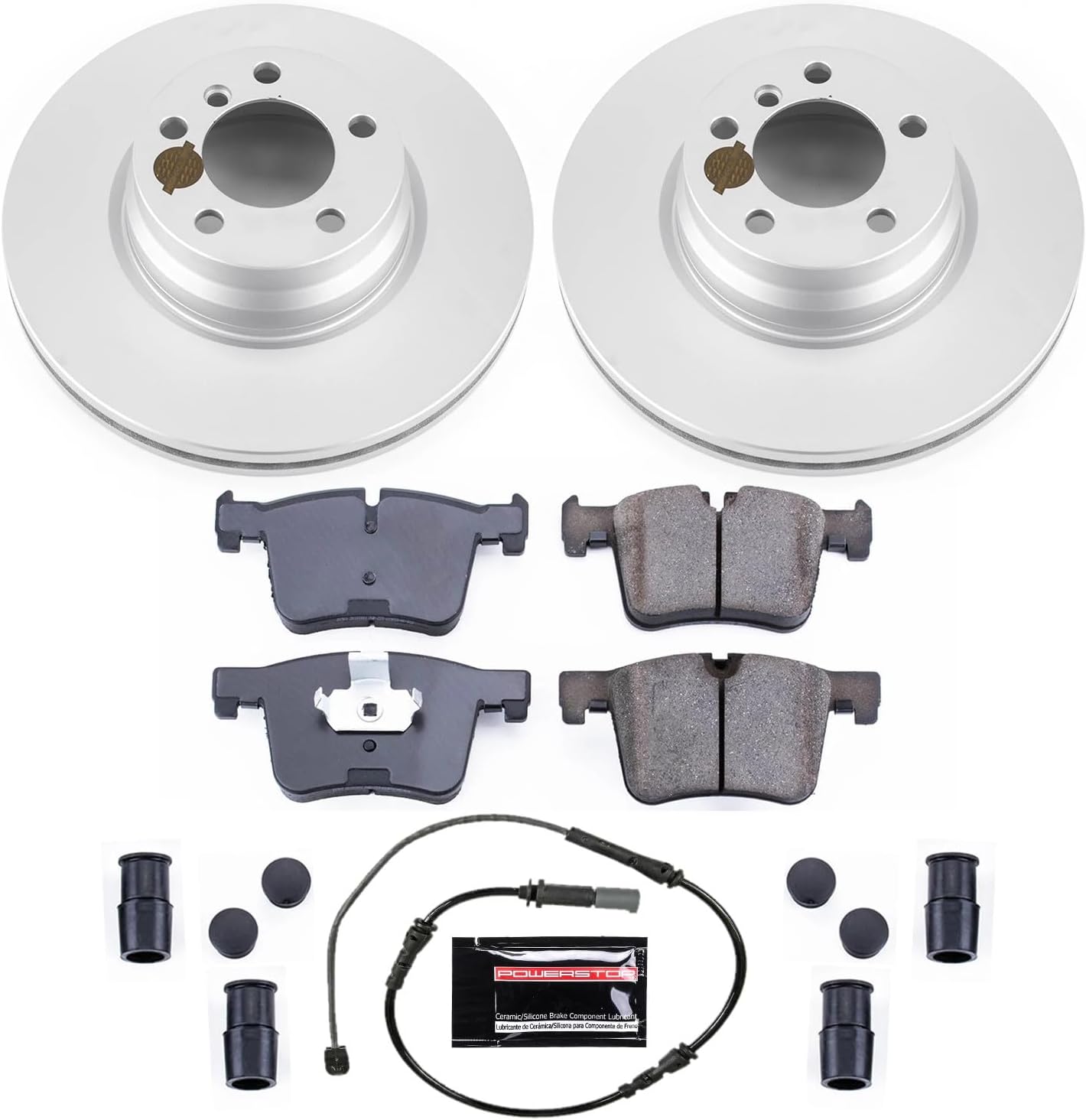 PowerStop Front Brake Kit for BMW 228i 2014-15 |228i xDrive 2015 |328i 2013-15 |328i xDrive 2013-15 |330e 2016-18 - Fully-Coated Disc Rotors with Z23 Carbon-Fiber Ceramic Brake Pads Upgrade, CRK6854