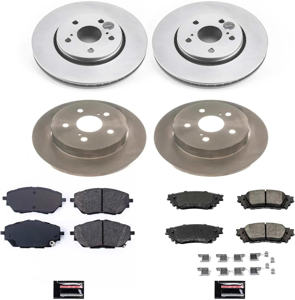 PowerStop Front and Rear Brake Kit for Toyota C-HR 2018 - Z17 Ceramic Brake Pads & Disc Rotors Replacement, KOE7925