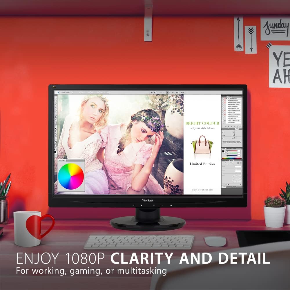 ViewSonic VA2246MH-LED 22 Inch Full HD 1080p LED Monitor with HDMI and VGA Inputs for Home and Office, Black