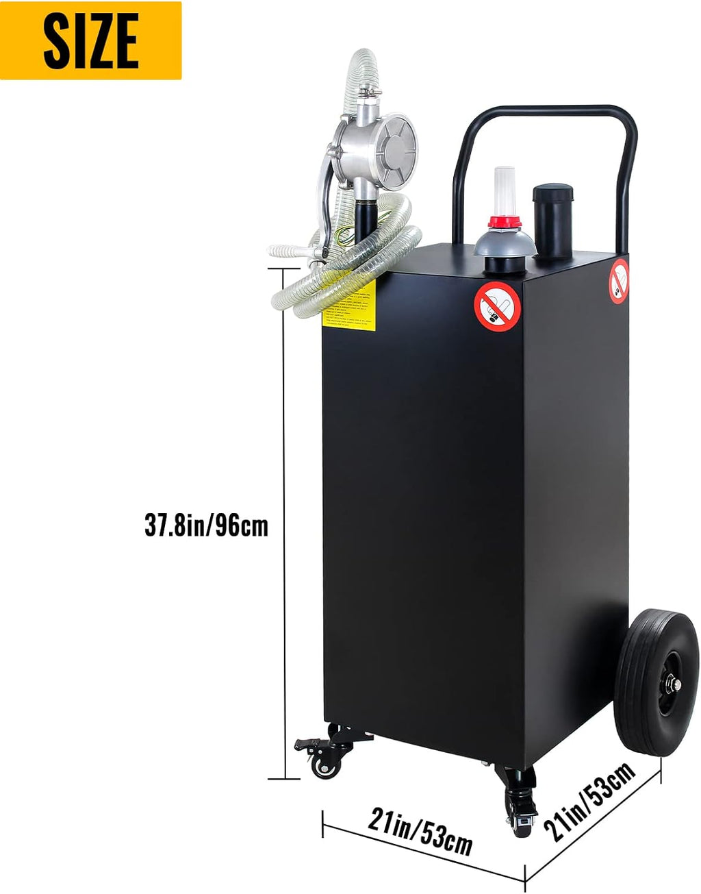 Gas Caddy 30 Gallon Fuel Storage Tank, Large Fuel Container Gas Can with Pump, Portable Gasoline Water Fuel Transfer Tank for Boat Car ATV Lawn Mowers Motorcycle -Black