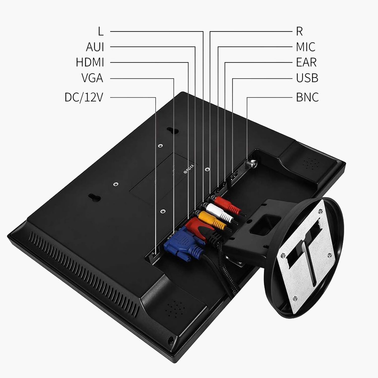 JaiHo 14-Inch 4:3 Security Monitor, 1024x768 No Image Stretching CCTV Screen with Metal Housing, BNC HDMI VGA AV USB Input, Industrial Display with Built-in Speakers Remote Control & VESA Mount