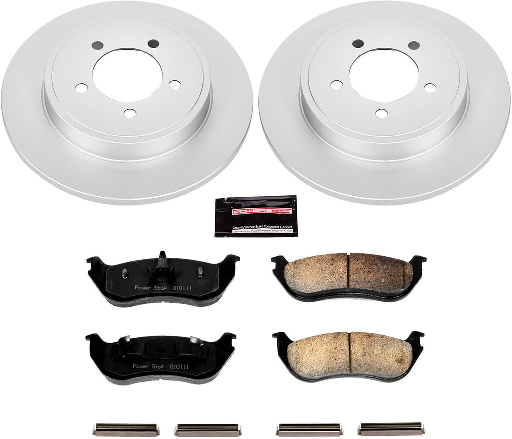 PowerStop Rear Brake Kit for Ford Explorer 2002-05 | Mercury Mountaineer 2002-06 - Fully-Coated Disc Rotors with Z17 Ceramic Brake Pads Replacement, CRK3150