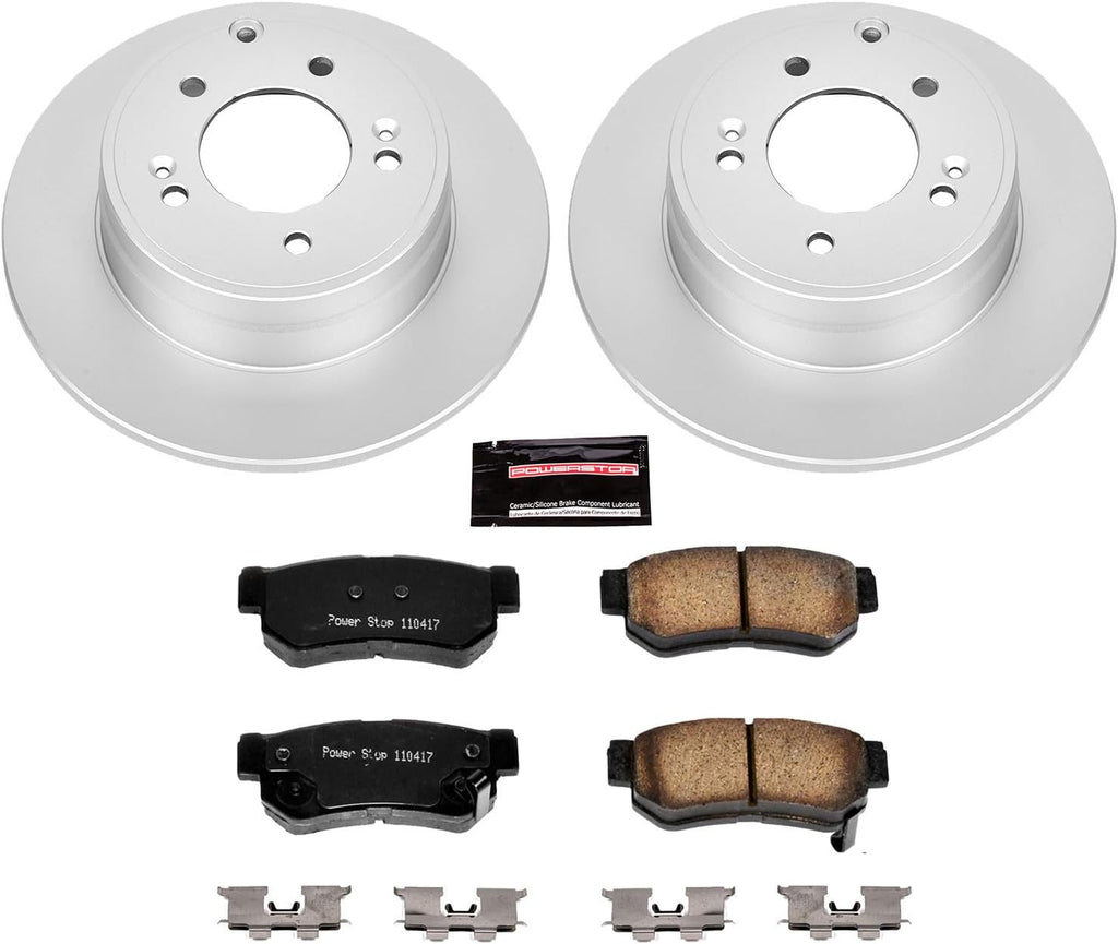 PowerStop Rear Brake Kit for Hyundai Sonata 2006-08 - Fully-Coated Disc Rotors with Z17 Ceramic Brake Pads Replacement, CRK5211