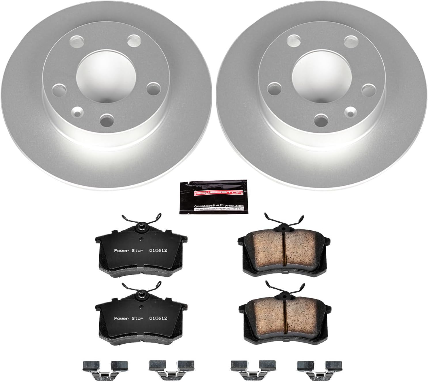 PowerStop Rear Brake Kit for Audi A4 2002-06 | Audi A4 Quattro 2002-05 - Fully-Coated Disc Rotors with Z23 Carbon-Fiber Ceramic Brake Pads Upgrade, CRK3129