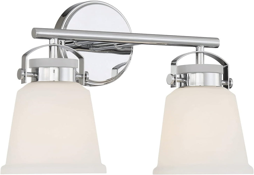 Savoy House 8-1627-2-11 Kaden Industrial Traditional White Opal Glass Bathroom Vanity Wall Light, 2-Light 120 Total Watts, 11' H x 16' W, Polished Chrome