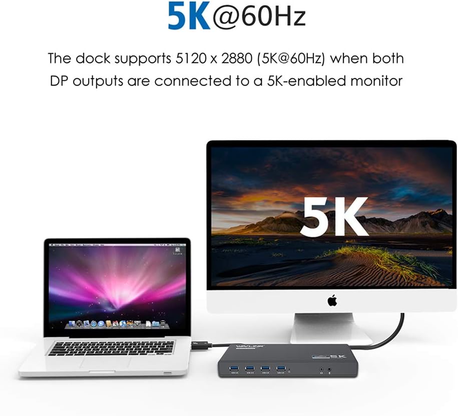 WAVLINK Universal Displaylink Docking Station Dual Monitor with 65W PD Charging for Laptop Windows/Mac, MacBook Neo/Air/Pro, Dock- Dual HDMI/DisplayPort, Gigabit Ethernet, 6 USB 3.0, Audio/Mic