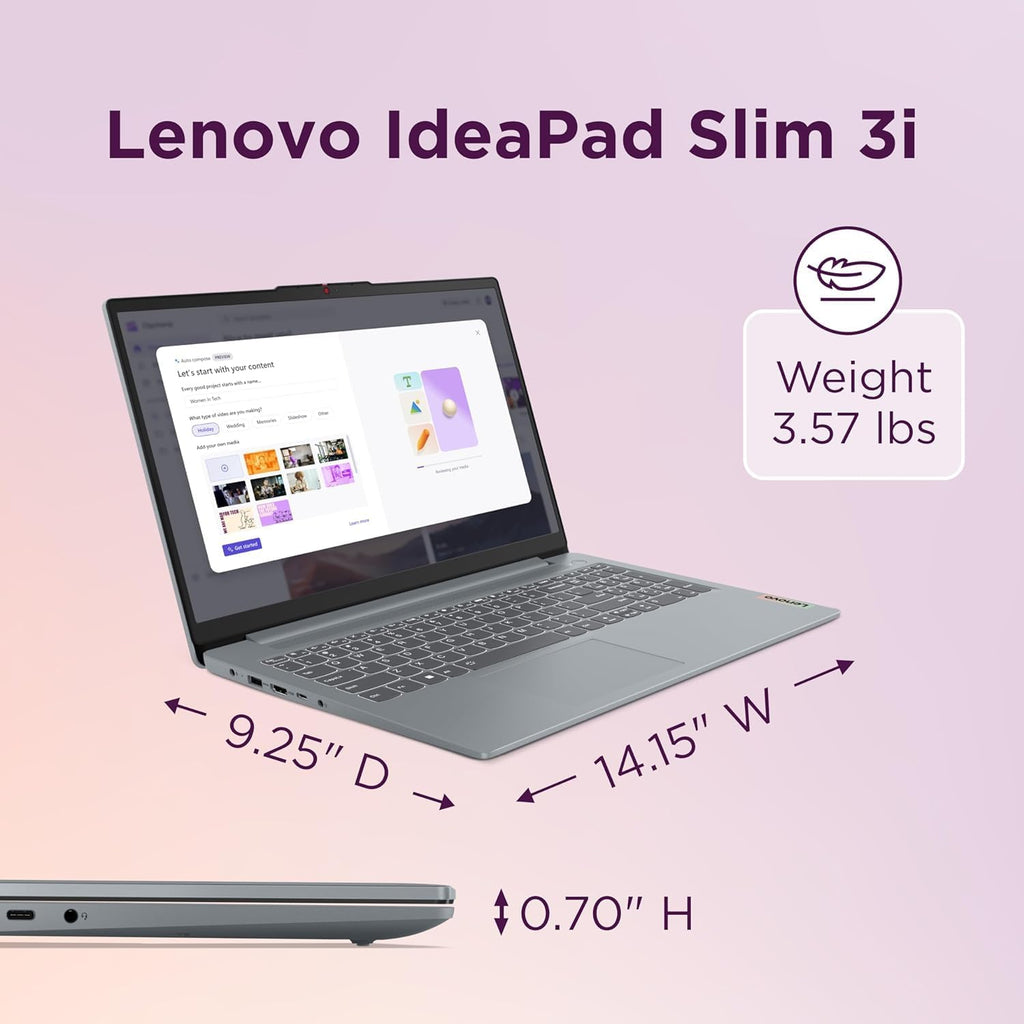 Lenovo IdeaPad Slim 3i 15.6' Laptop, FHD Touchscreen, Intel Core i7-1355U, 16GB RAM, 1TB SSD, Copilot AI PC, Fingerprint, Windows 11, w/Mouse Pad
