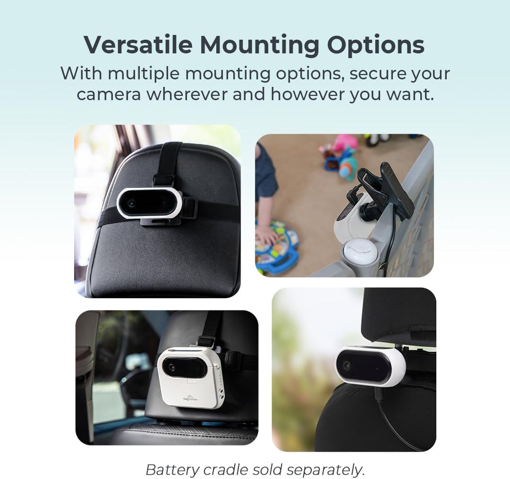 Tiny Traveler 5' HD Touch Screen Baby Car Monitor – Hackproof, No WiFi Baby Camera for Travel Home – Rear-Facing Car Seat Monitor with Night Vision Headrest or Clamp Mount Baby Reminder Alert White
