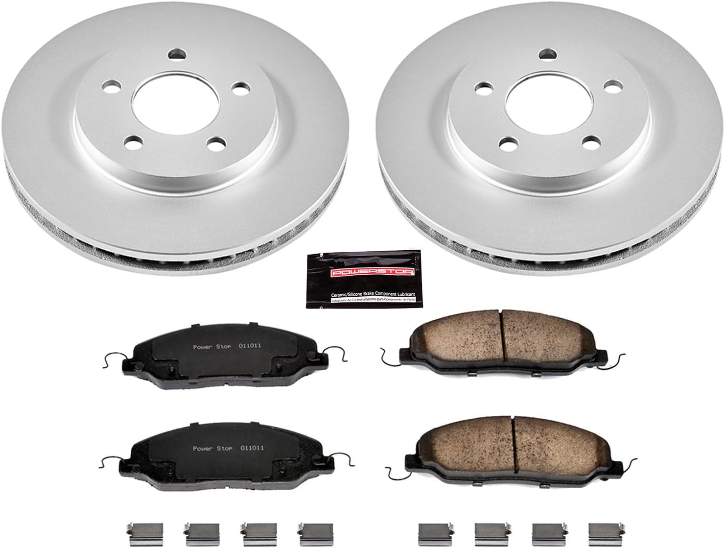 PowerStop Front Brake Kit for Ford Mustang 2005-10 - Fully-Coated Disc Rotors with Z17 Ceramic Brake Pads Replacement, CRK1382