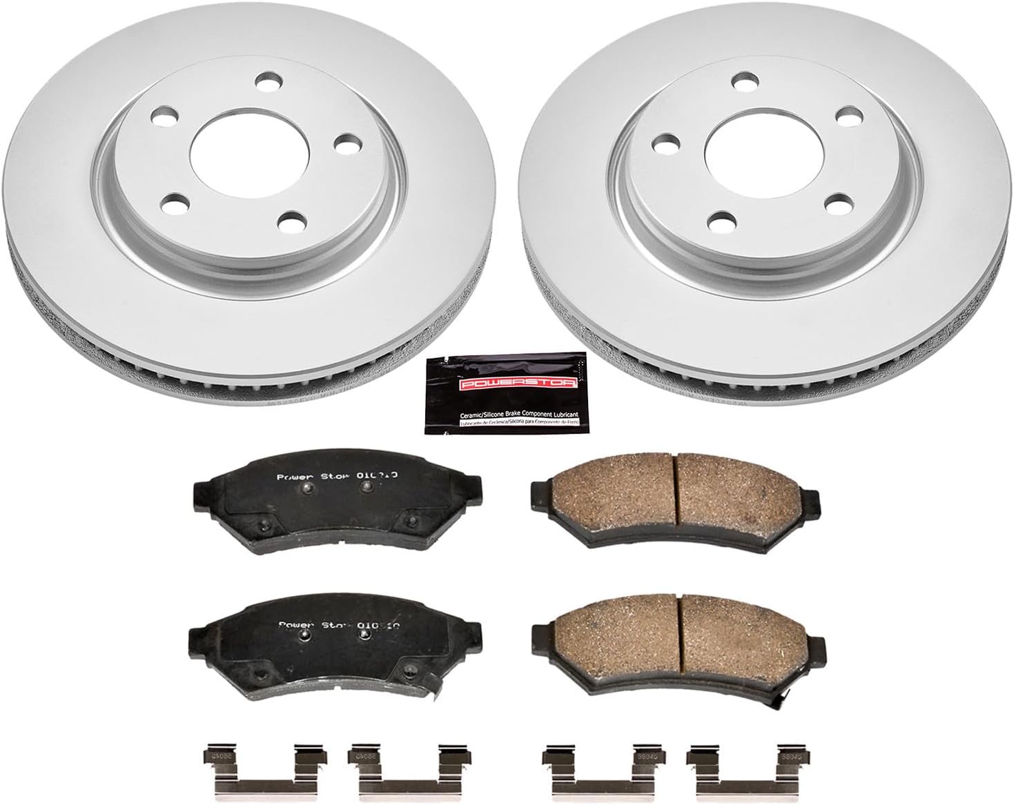 PowerStop Front Brake Kit for Buick Allure 2005-09 |LaCrosse 2005-09 |Terraza 2005 |Chevrolet Uplander 2005 - Fully-Coated Disc Rotors with Z17 Ceramic Brake Pads Replacement, CRK1588