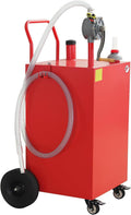 50 Gallon Gas Tank With Manual Transfer Pump, Gasoline Diesel Storage Fuel Caddy Container With Wheels, Heavy Duty Gas Can With Hose for Car, Lawn Mower, Truck, ATV, Boat,