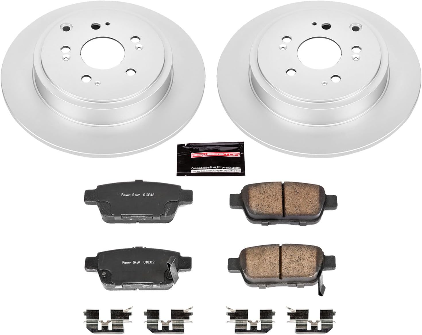 PowerStop Rear Brake Kit for Honda Ridgeline 2006-14 - Fully-Coated Disc Rotors with Z17 Ceramic Brake Pads Replacement, CRK2431