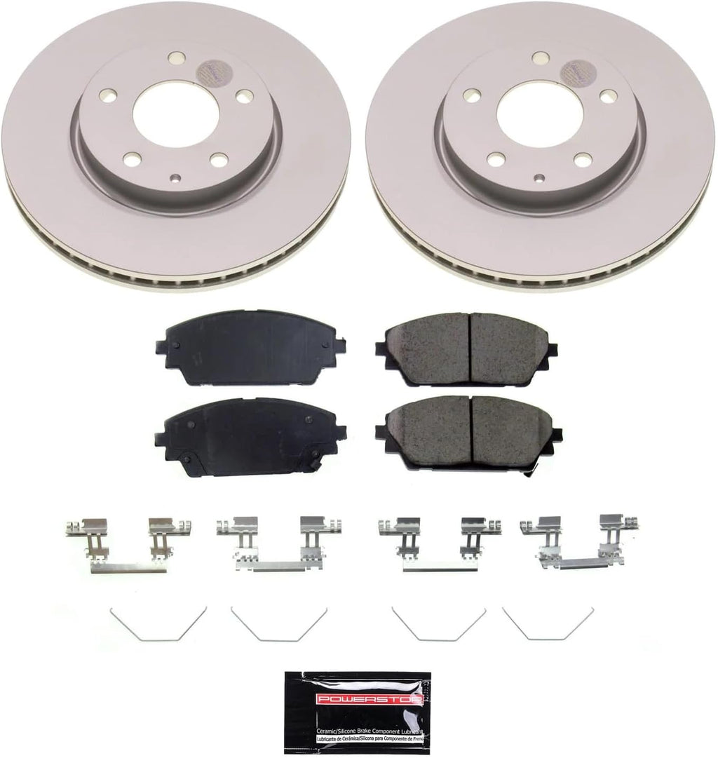 PowerStop Front Brake Kit for Mazda 3 2019-24 - Fully-Coated Disc Rotors with Z17 Ceramic Brake Pads Replacement, CRK8756