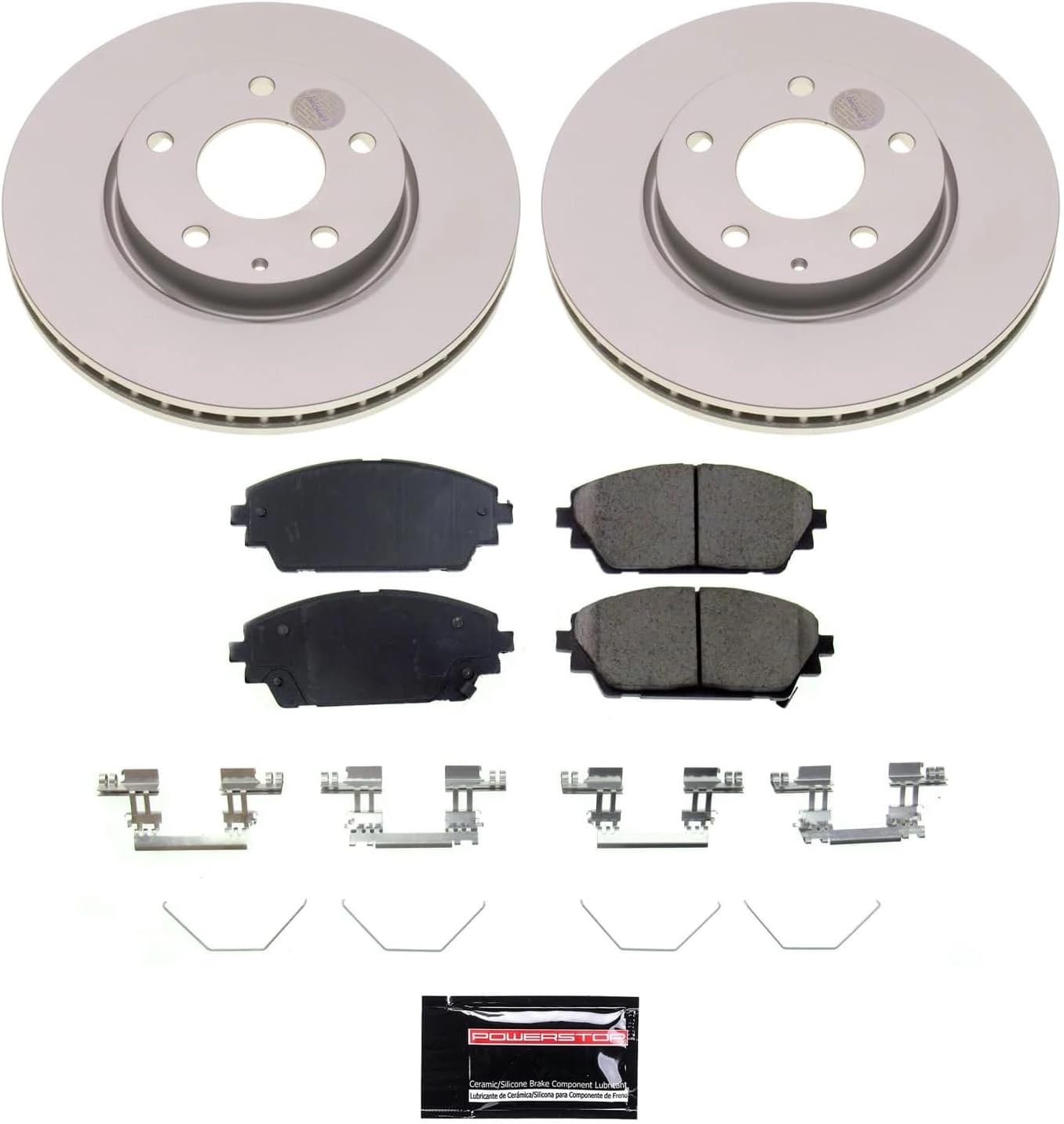 PowerStop Front Brake Kit for Mazda 3 2019-24 - Fully-Coated Disc Rotors with Z17 Ceramic Brake Pads Replacement, CRK8756