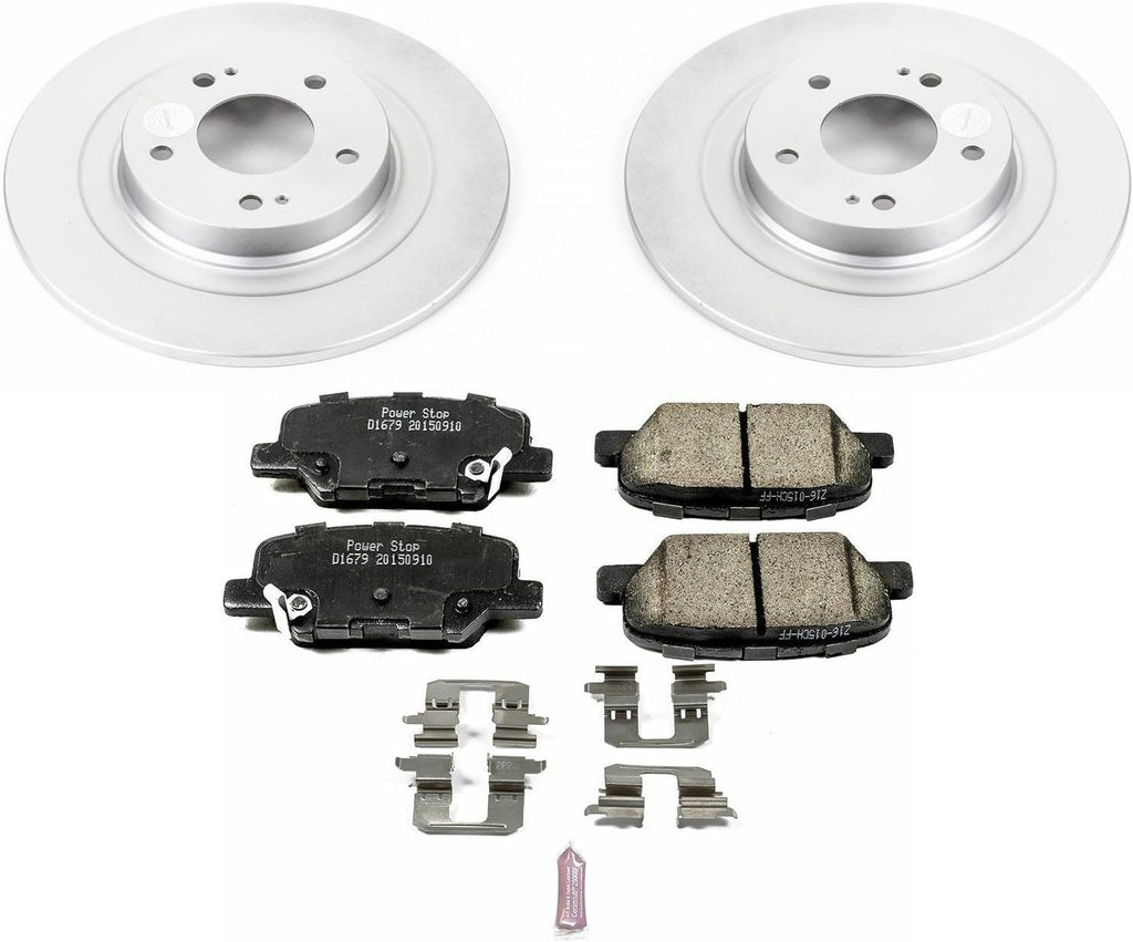 PowerStop Rear Brake Kit for Mitsubishi Outlander 2014-18 | Mitsubishi Outlander Sport 2013-20 - Fully-Coated Disc Rotors with Z17 Ceramic Brake Pads Replacement, CRK6976