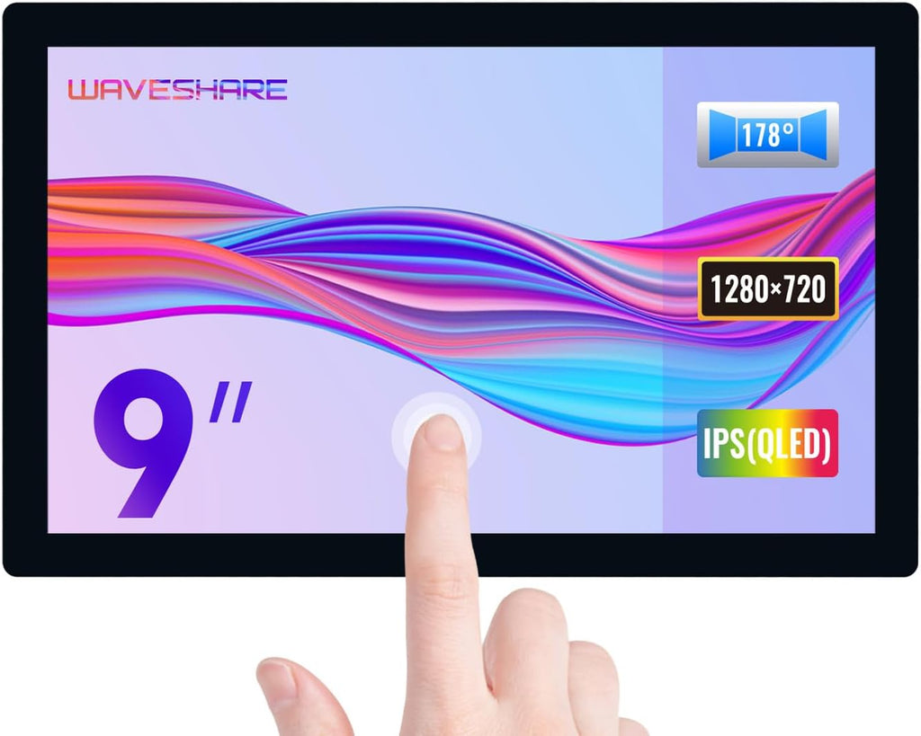 waveshare 9inch QLED Quantum Dot Display, 1280×720, Compatible with Raspberry Pi 5/4B/3B/Zero/Zero W/Zero 2W/Pico/Pico W/Pico WH, Supports Windows 11/10/8.1/8/7